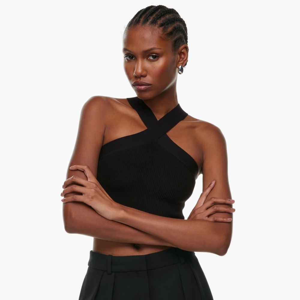 BABATON SCULPT KNIT CRISS CROSS CROPPED TANK